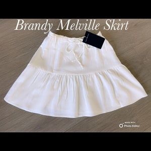 Brandy Melville White Ruffled Skirt